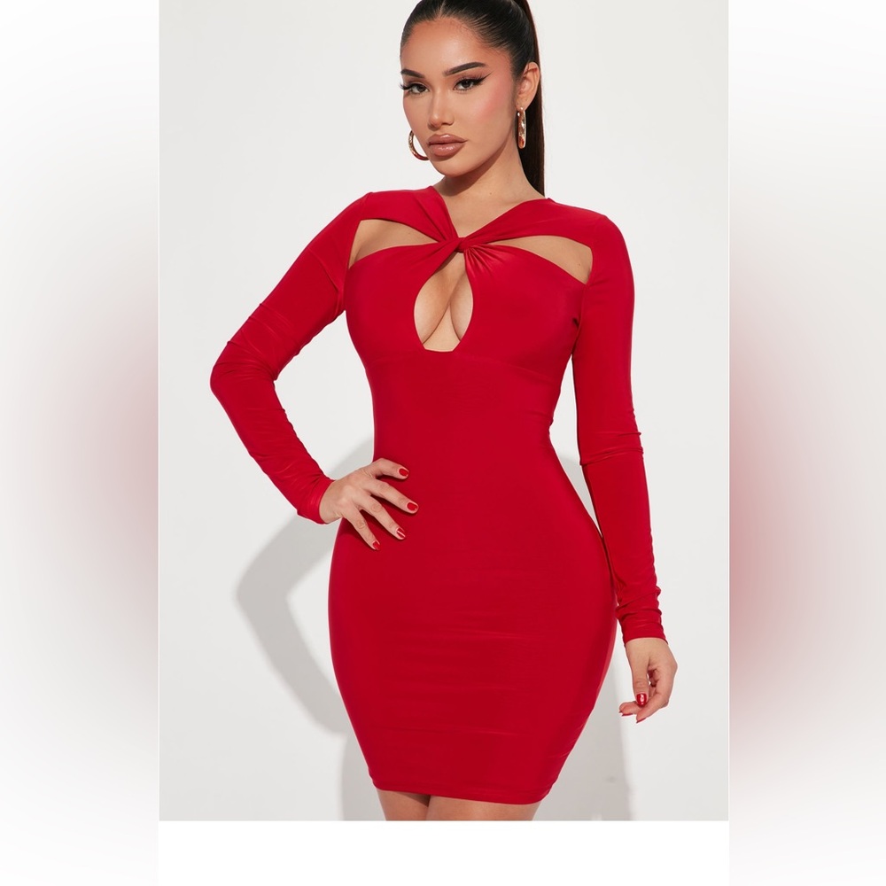 Lady in red dress